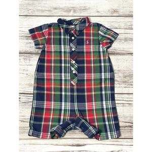 Ralph Lauren Baby Boy Size 6m Plaid Romper